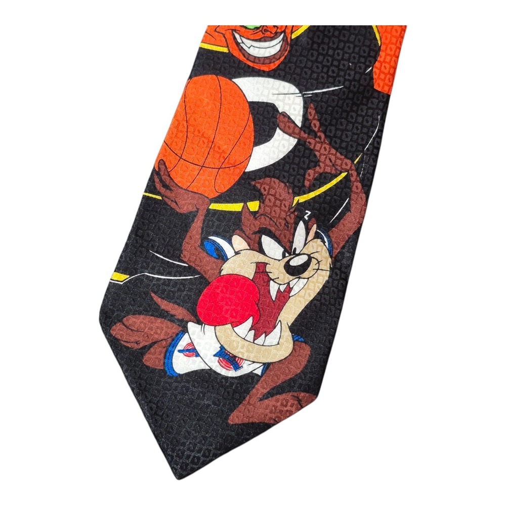 VTG Space Jam‎ Movie Tie Silk 1996 Looney Tunes Taz & Aliens Basketball